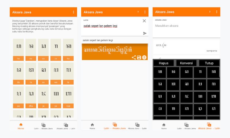 Aplikasi Aksara Jawa untuk Translate Aksara Jawa ke Indonesia Android