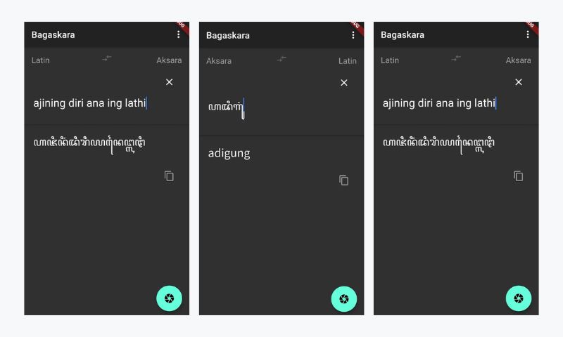 Bagaskara Aplikasi Translate Aksara Jawa ke Latin Scan Kamera Foto