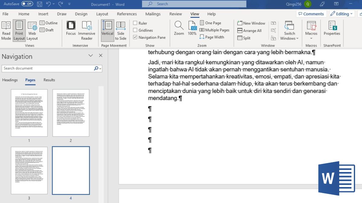 Cara Menghapus Halaman Kosong Tengah dan Akhir Ms Word