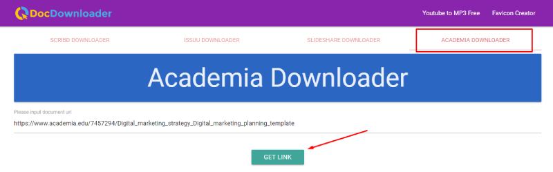 Academia Downloader Paste URL dan Get Link