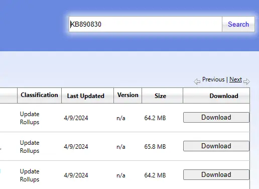 Download File dari Windows Update Catalog