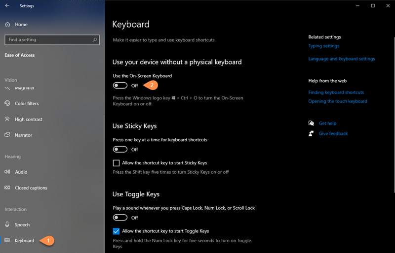 Menyalakan keyboard melayang di Windows 10 dan 11