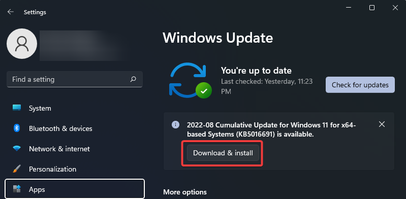 Download and install windows updates